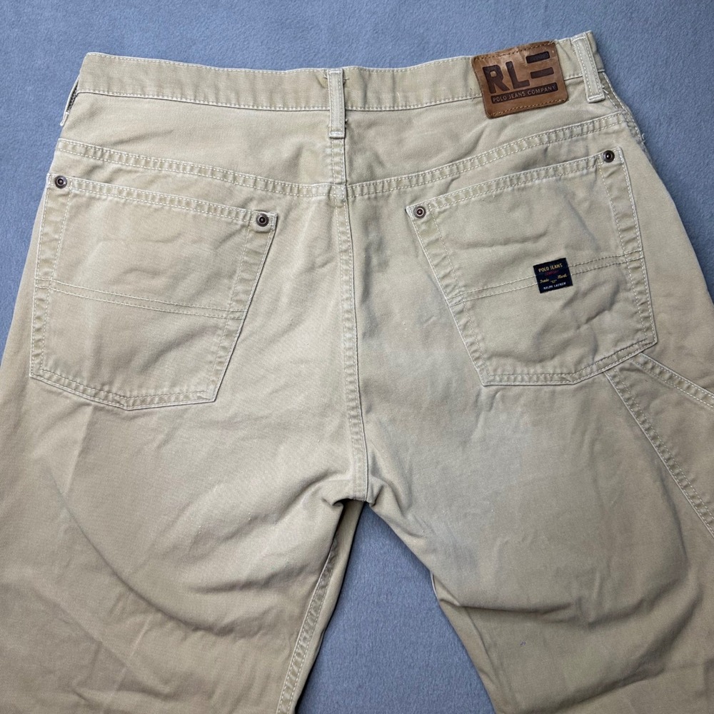Polo Jeans Co. Carpenter Pants Men 32x32 Tan‎ Cotton Utility Workwear Vintage - Picture 10 of 12